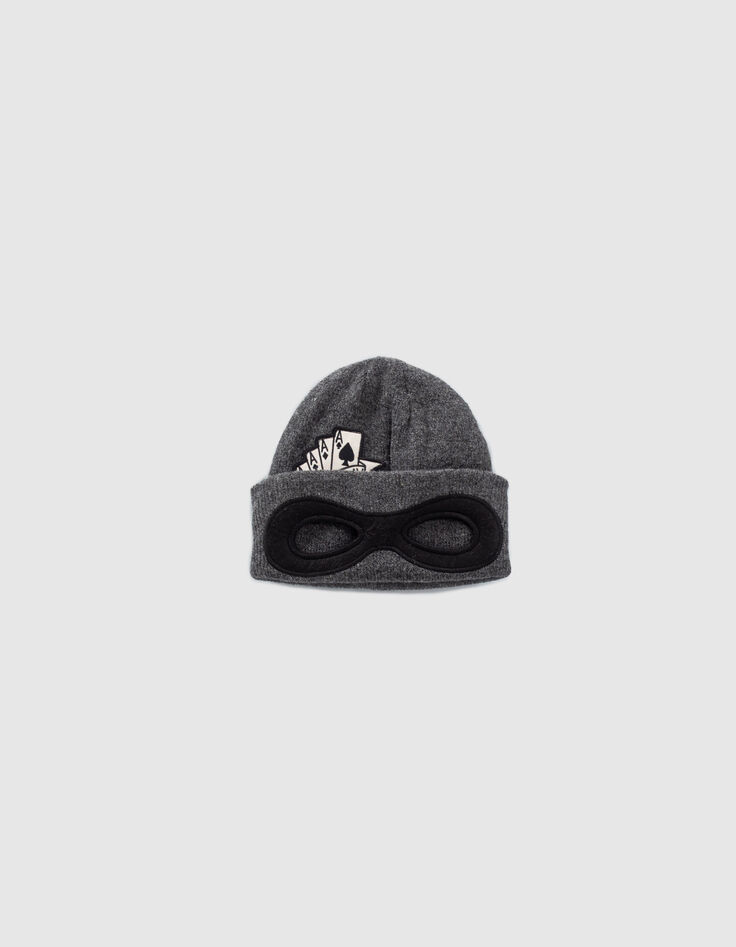 Gorro gris punto máscara recortada niño-1