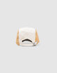 Beige Jungenkappe mit khaki Schirm-3