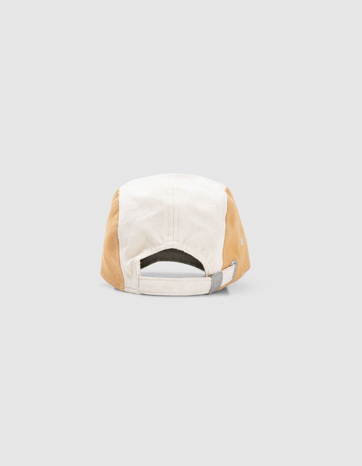 Beige Jungenkappe mit khaki Schirm-3