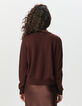 Pull en laine marron tricot fantaisie Femme-3
