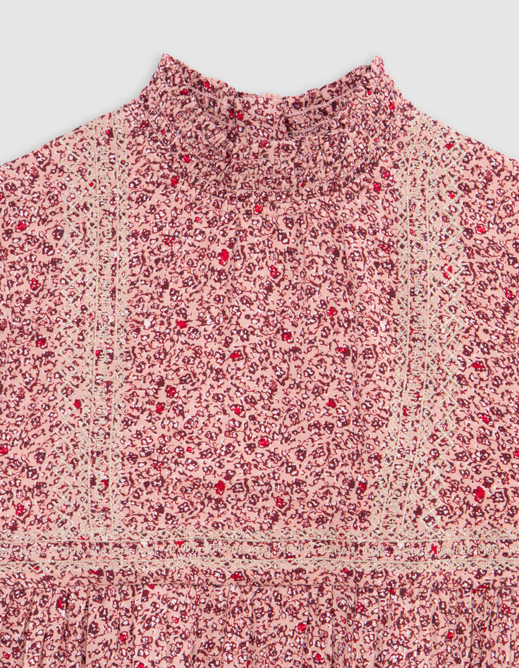 Robe rose imprimé fleuri fille-6