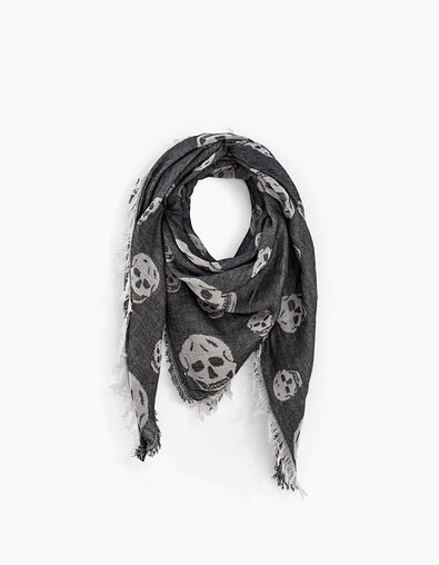 Pañuelo jacquard calavera bordes flecos mujer - IKKS