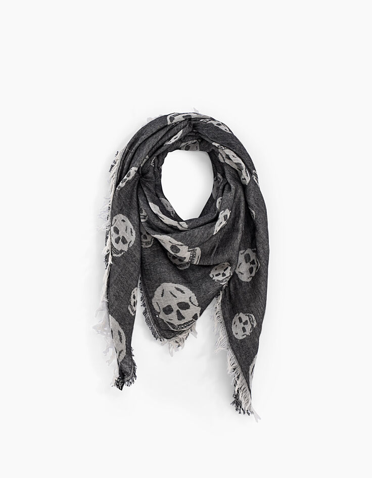 Pañuelo jacquard calavera bordes flecos mujer-1 Pañuelo jacquard calavera bordes flecos mujer-1