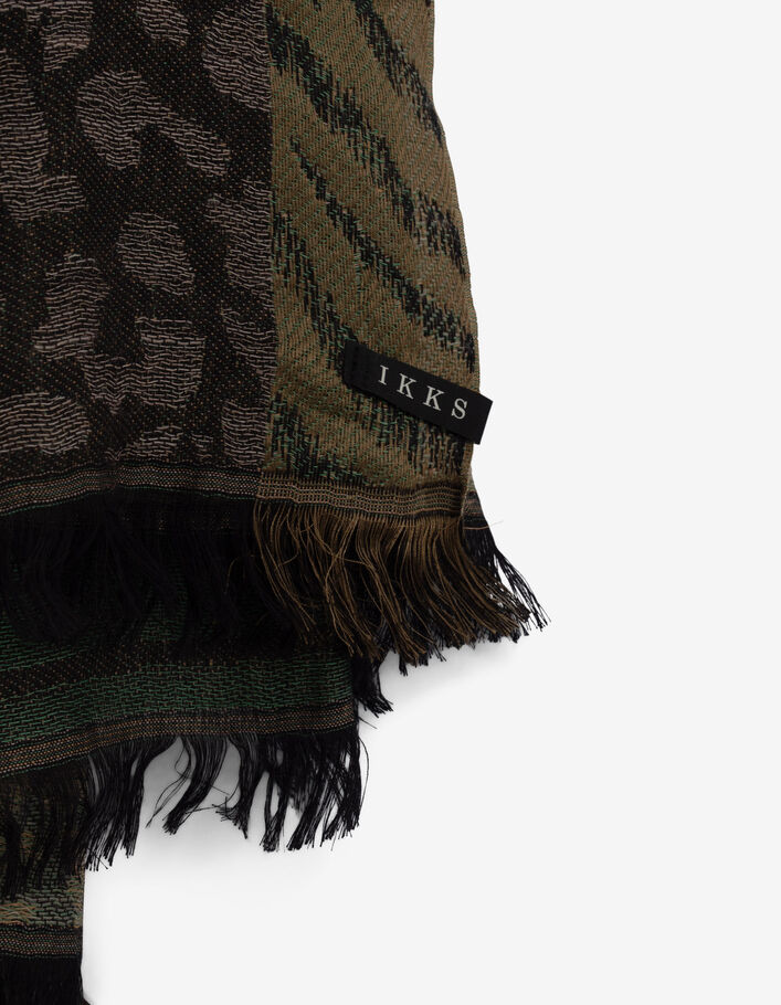 Women\'s khaki scarf with animal motifs