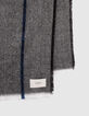 Men&rsquo;s grey scarf with indigo stripe & chevron motif-4