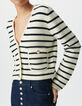 Cardigan marinière tricot marine et blanc Femme-4
