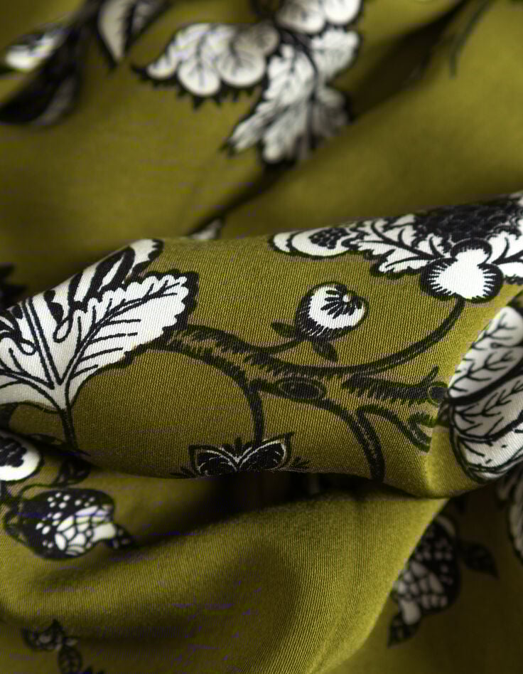 Robe fluide verte imprimé floral Femme-8 Robe fluide verte imprimé floral Femme-8