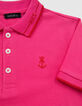 Polo rosa algod&oacute;n bordes acanalados rayas rojas ni&ntilde;o-5