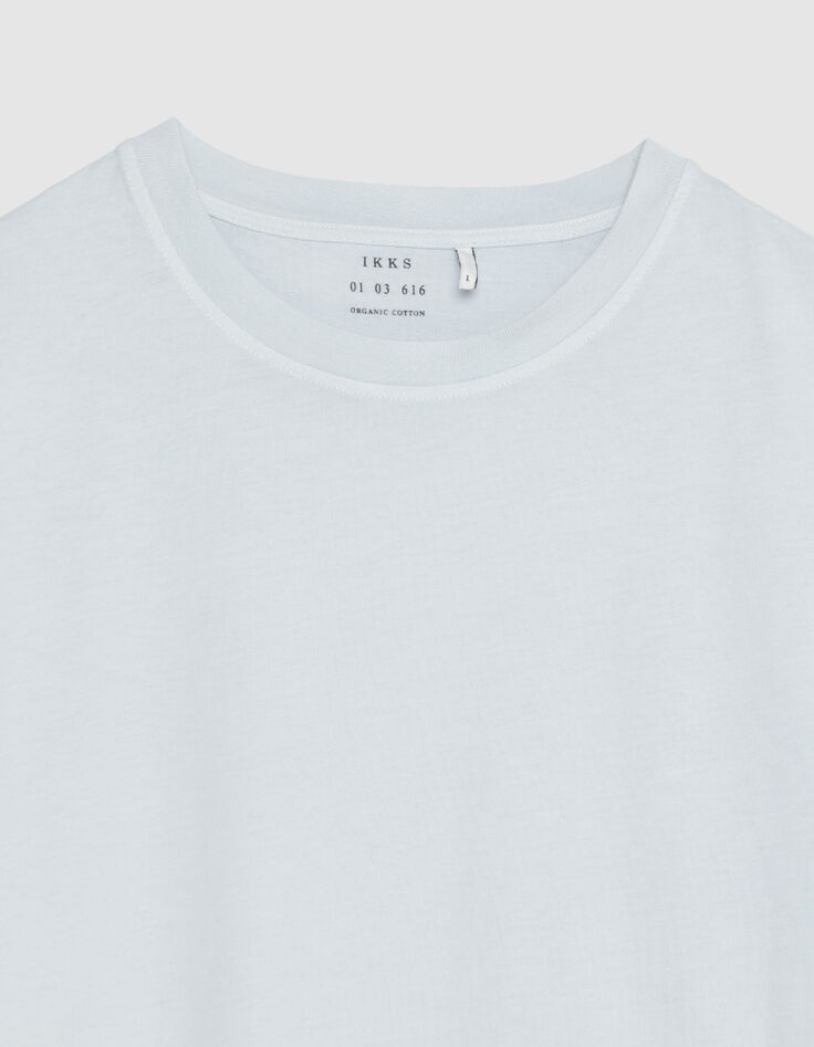 Camiseta azul claro de algod&oacute;n org&aacute;nico Cuello redondo-7