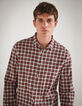 Chemise SLIM rouge &agrave; motif carreaux Homme-1