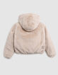 Chaqueta beige reciclada con capucha para niña-2