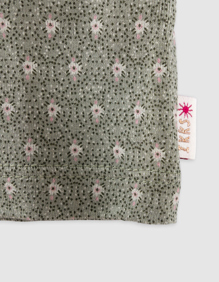 T-shirt kaki imprimé graphique minimaliste bébé fille-6
