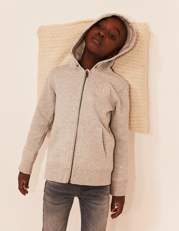 Boys’ zip-up grey cardigan-1