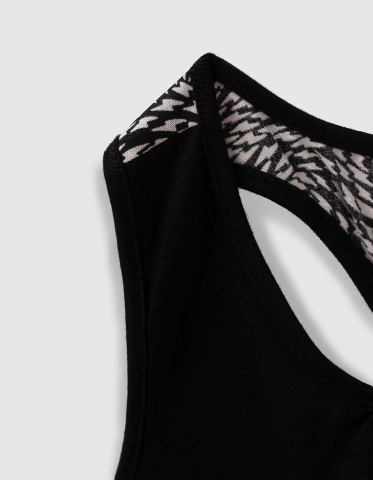 Girls’ black graphic print mixed-fabric vest top-5
