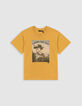 T-shirt jaune coton bio tigre sur arbre gar&ccedil;on-1