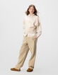 Girls’ beige knit sleeveless sweater-2 Girls’ beige knit sleeveless sweater-2