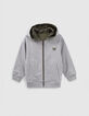 Boys’ khaki/grey reversible hooded cardigan-1