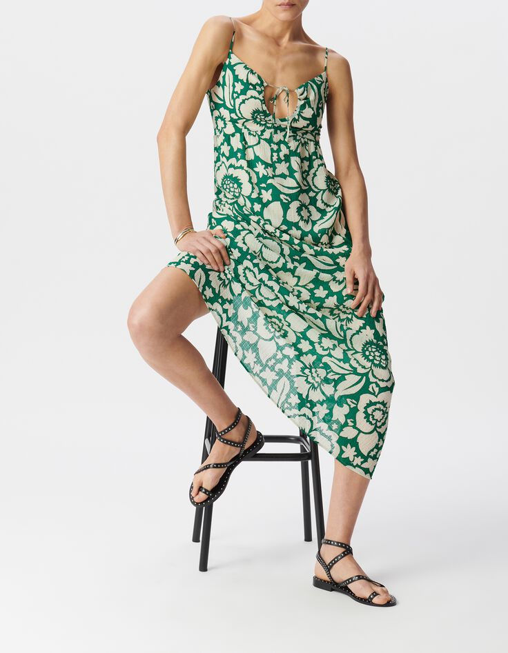 Robe longue verte LENZING&trade; ECOVERO&trade; ethnique Femme-2