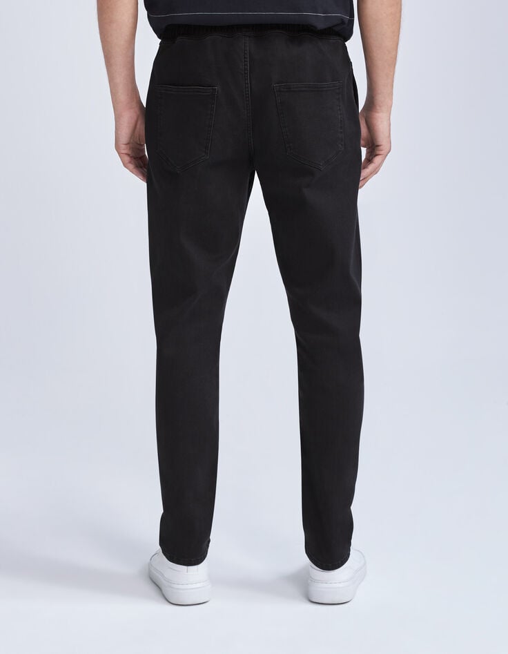 Men's black textured organic cotton COMFORT joggers-3