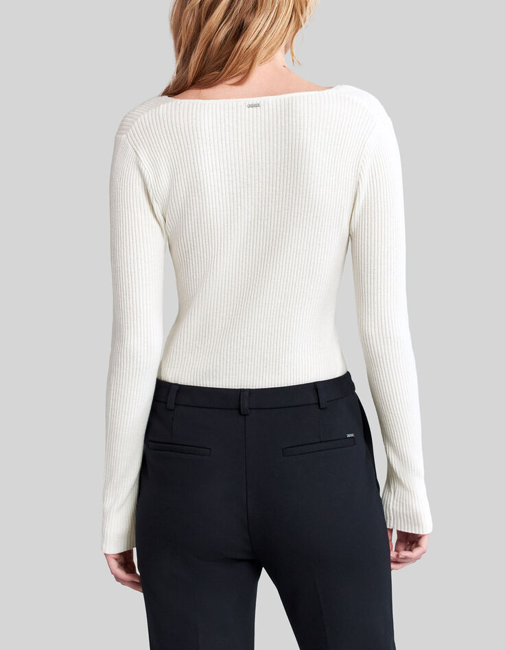 Women’s ecru ribbed knit studded sweater-2