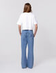 Jean FLARE bleu Waterless broderie poche dos fille-3