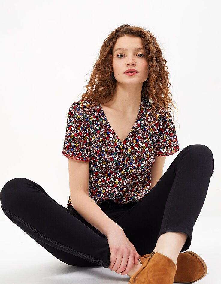 I.Code multicoloured tiny flower print top-1 I.Code multicoloured tiny flower print top-1