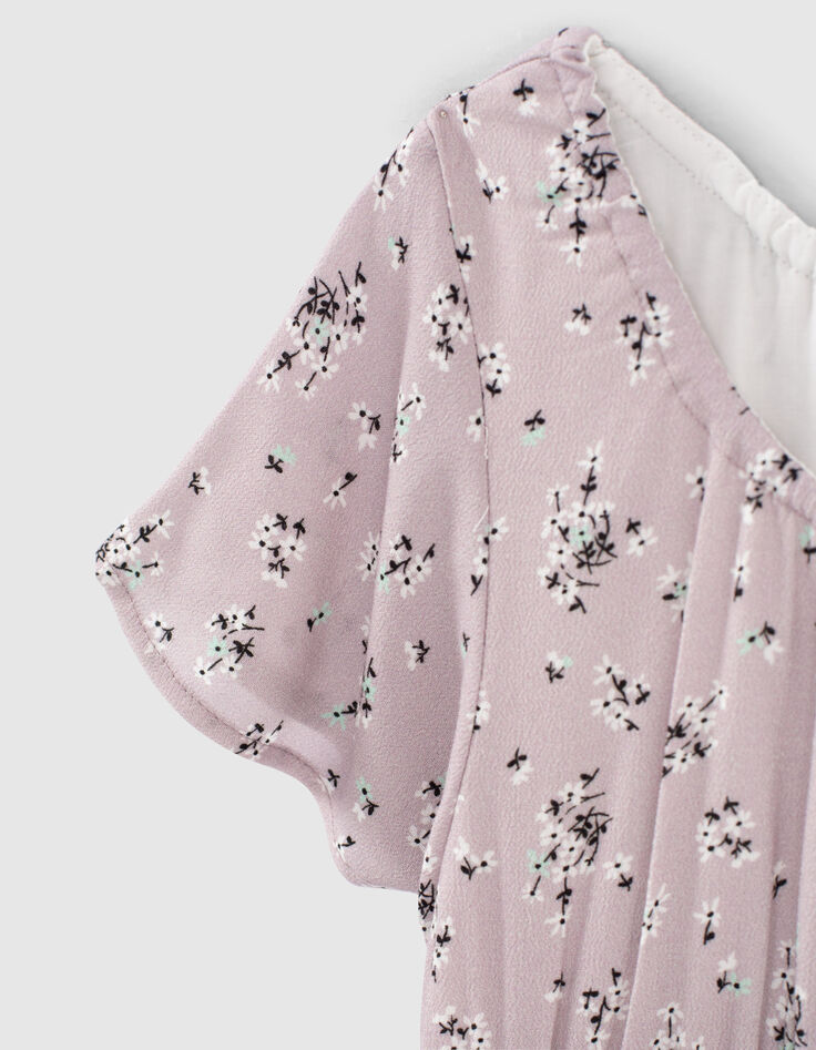 Robe longue parme Ecovero® imprimé micro fleurs fille-4