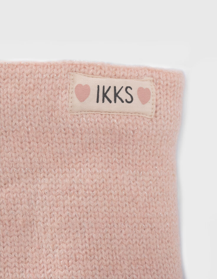 Snood rose poudr&eacute; tricot lurex fourr&eacute; b&eacute;b&eacute; fille-4
