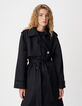 L&eacute;a Women's long navy double-breasted trench coat-2