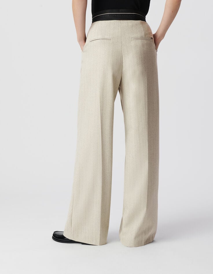 Damen graue Lurexstreifen ärmellose Anzughose-4