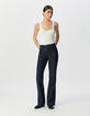 Jean flare brut taille haute plis cousus devant Femme-2