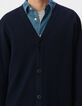 Cardigan marine en tricot encolure V Homme-5