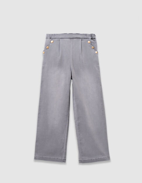 Graue weite Mädchenjeans Druckknöpfe an Taschen - IKKS