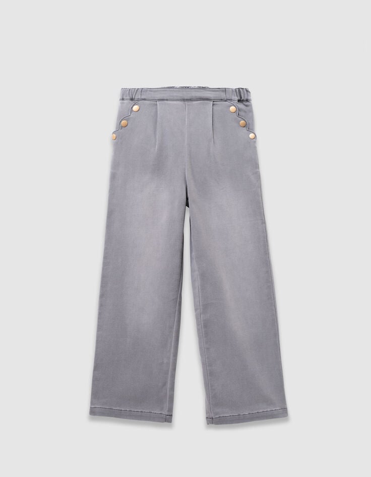 Grijze wideleg jeans drukknopen zakken meisjes-1