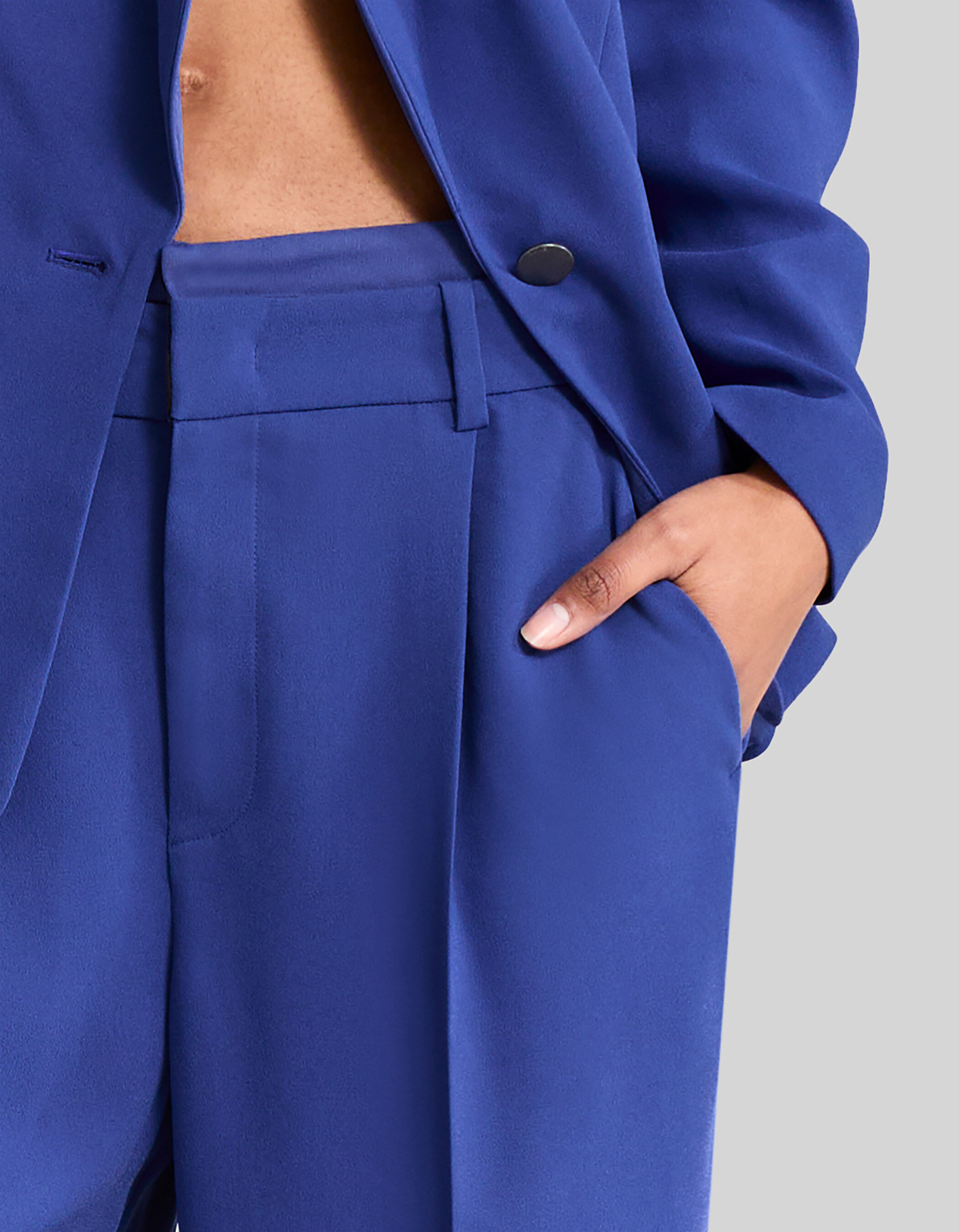 Pantalon de costume large bleu roi ceinture double Femme IKKS