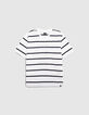 Camiseta blanca algodón orgánico logo WAY rayas niño-1