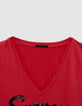 Rood T-shirt V-hals tekst-2