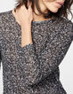 Tee-shirt manches 3/4 en lin imprimé wavy noir femme-4