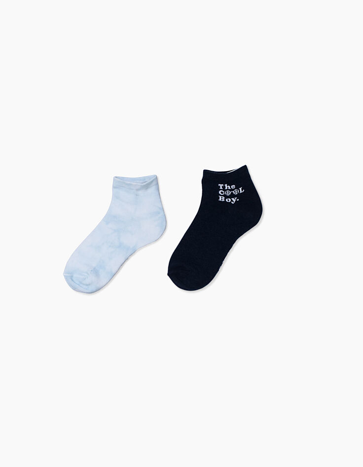 Chaussettes bleu tie and dye et navy garçon -2