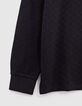 Boy's black organic cotton checkerboard polo shirt-4 Boy's black organic cotton checkerboard polo shirt-4