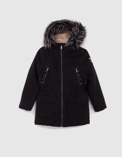 Parka 2 en 1 negra con chaleco beige ni&ntilde;a - IKKS