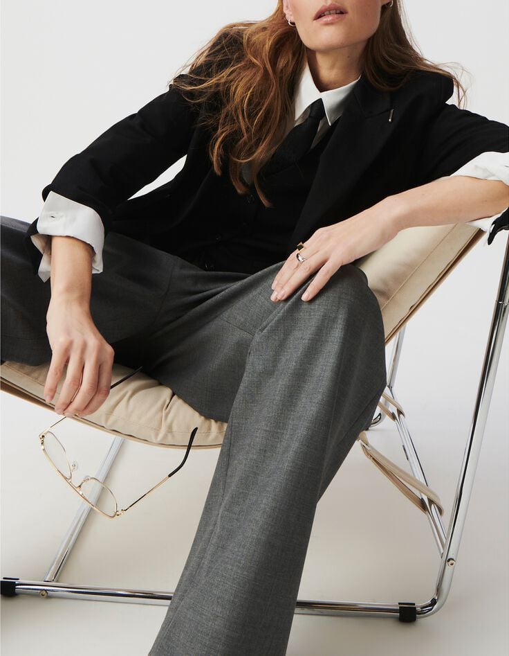 Americana negra ancha punto Milano mujer-8