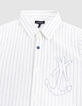 Chemise crème motifs rayures maxi ancre garçon-3