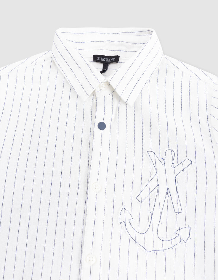 Chemise crème motifs rayures maxi ancre garçon-3