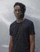 Tee-shirt noir à carreaux IKKS BETTER Homme-1