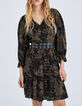Women’s black lily print dress-2