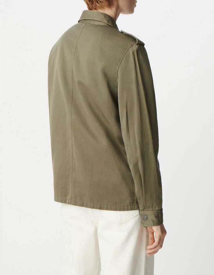 Veste saharienne kaki d&eacute;cor chevrons brod&eacute;s Femme-3