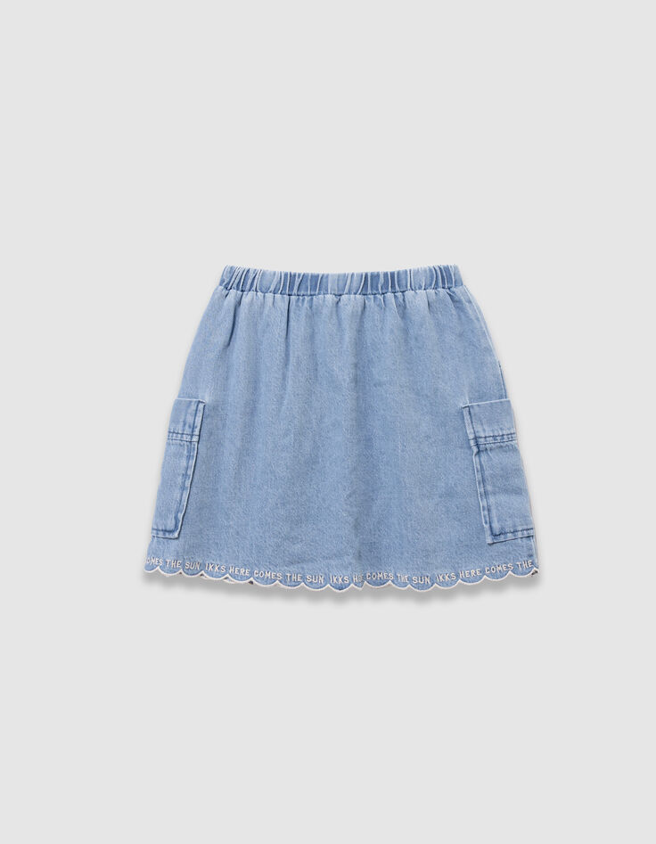 Girls’ blue denim cargo-style skirt with pockets-4 Girls’ blue denim cargo-style skirt with pockets-4