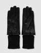Gants longs noirs revers rayé Femme-2