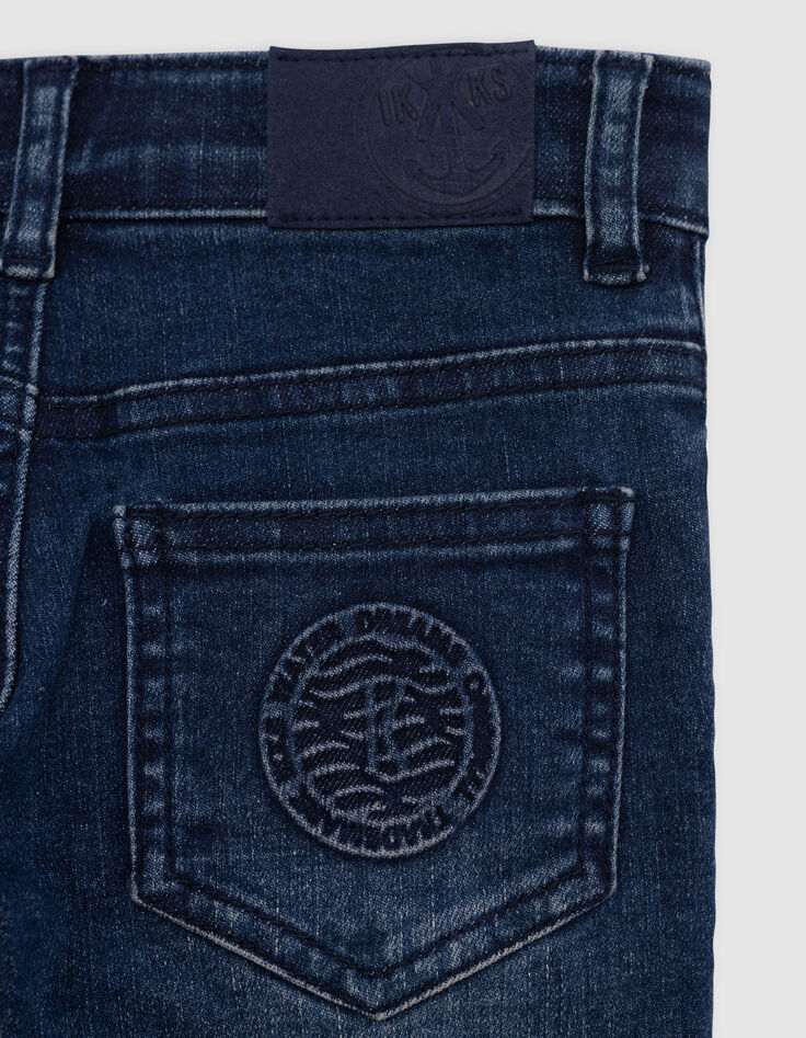 Blaue Jungen-Upcycling-SLIM-Jeans mit Prägemotiven-7